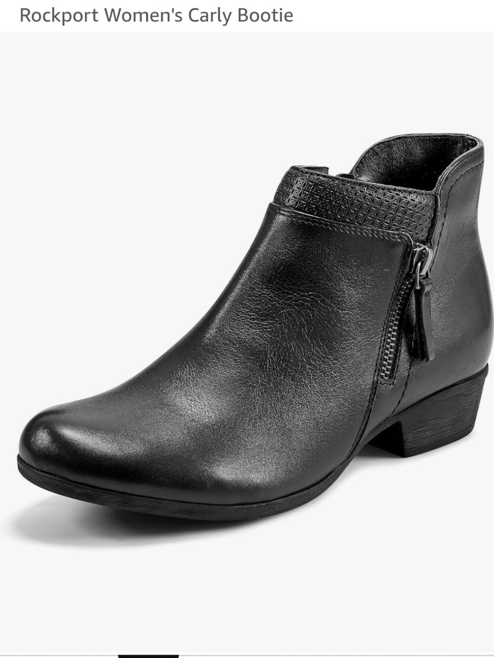 Rockport Black Leather Ankle Boot with Side Zip